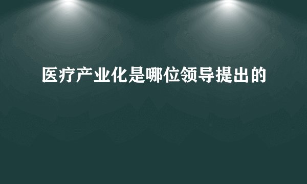 医疗产业化是哪位领导提出的