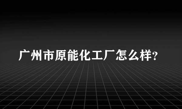 广州市原能化工厂怎么样？