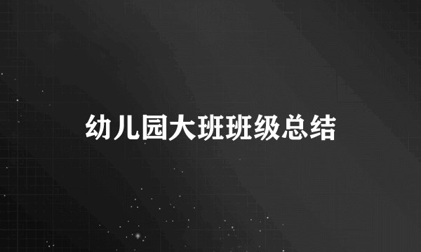 幼儿园大班班级总结