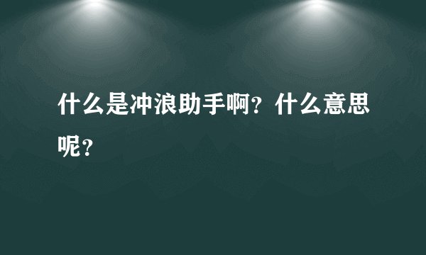 什么是冲浪助手啊？什么意思呢？