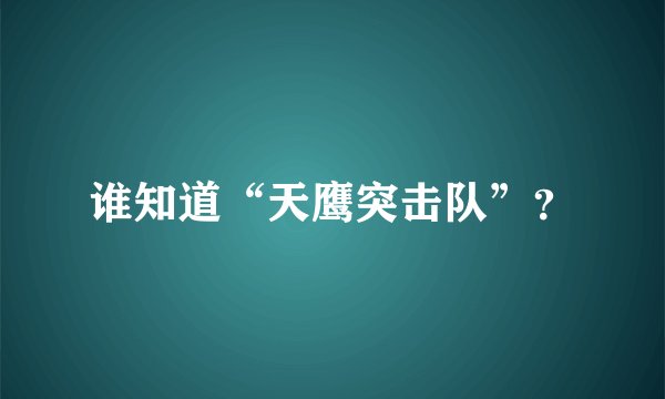 谁知道“天鹰突击队”？