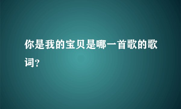 你是我的宝贝是哪一首歌的歌词?