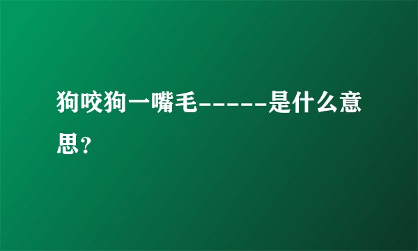 狗咬狗一嘴毛-----是什么意思？