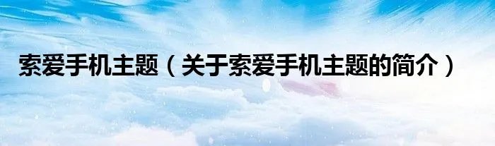 索爱手机主题（关于索爱手机主题的简介）