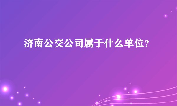 济南公交公司属于什么单位？
