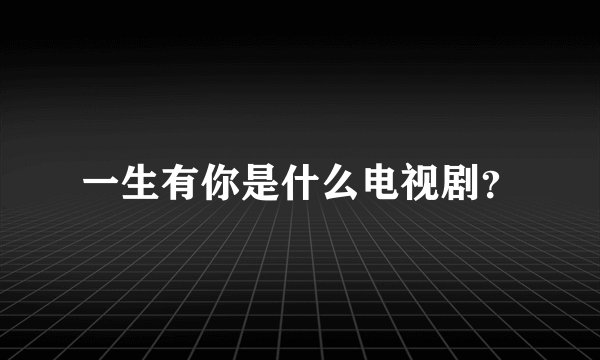 一生有你是什么电视剧？
