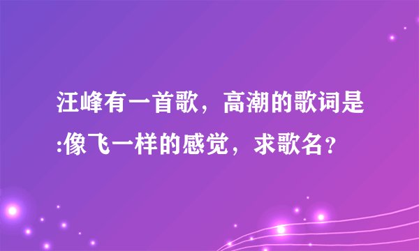 汪峰有一首歌，高潮的歌词是:像飞一样的感觉，求歌名？
