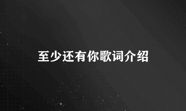 至少还有你歌词介绍