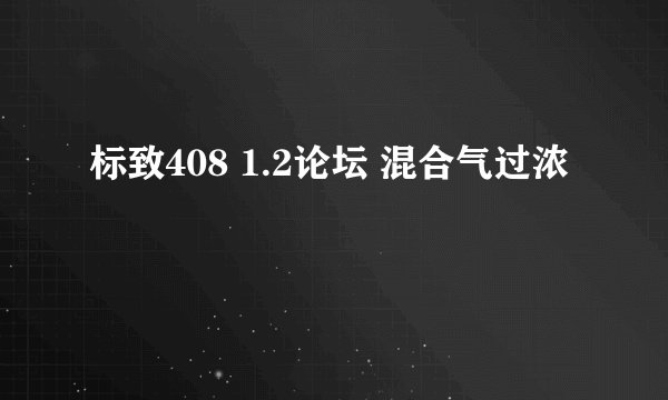 标致408 1.2论坛 混合气过浓