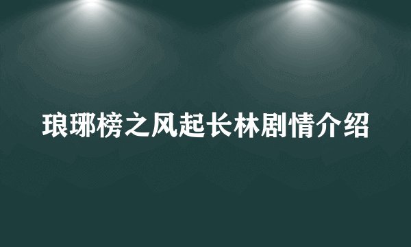 琅琊榜之风起长林剧情介绍