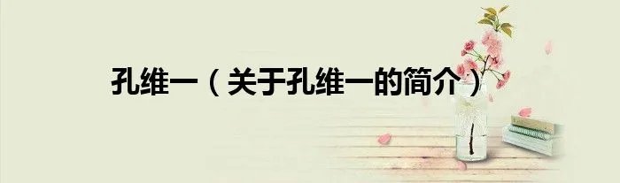孔维一（关于孔维一的简介）