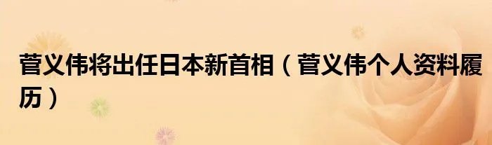 菅义伟将出任日本新首相（菅义伟个人资料履历）