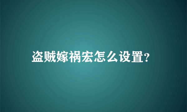 盗贼嫁祸宏怎么设置？