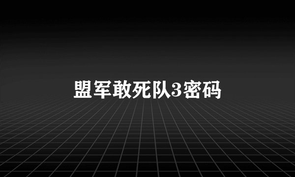 盟军敢死队3密码