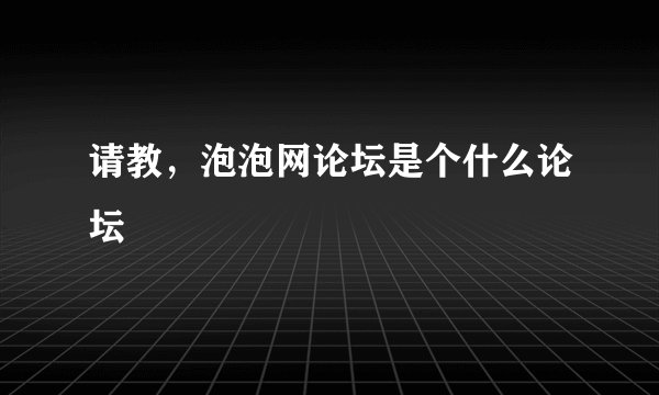 请教,泡泡网论坛是个什么论坛