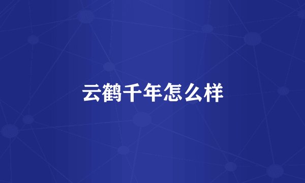 云鹤千年怎么样