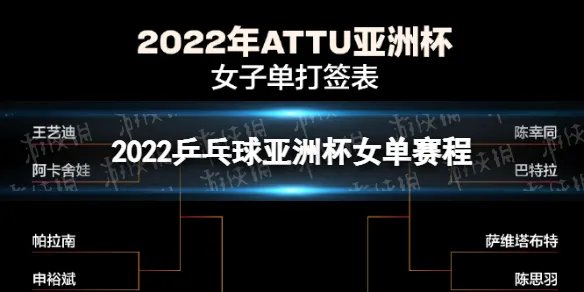 2022乒乓球亚洲杯女单赛程 乒乓球亚洲杯赛程表女单