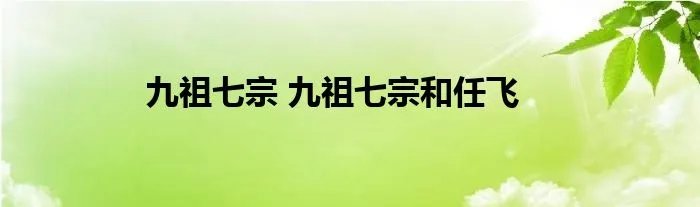 九祖七宗 九祖七宗和任飞