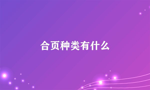 合页种类有什么
