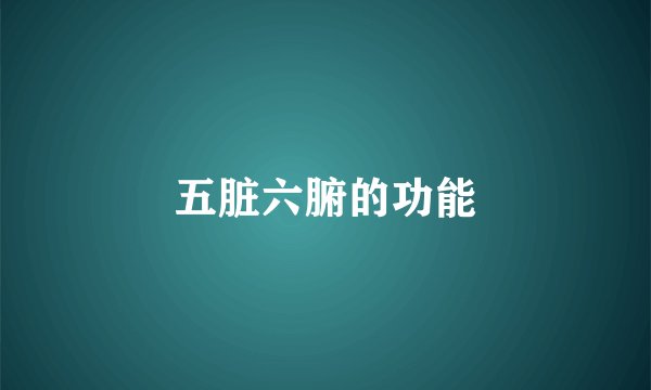 五脏六腑的功能