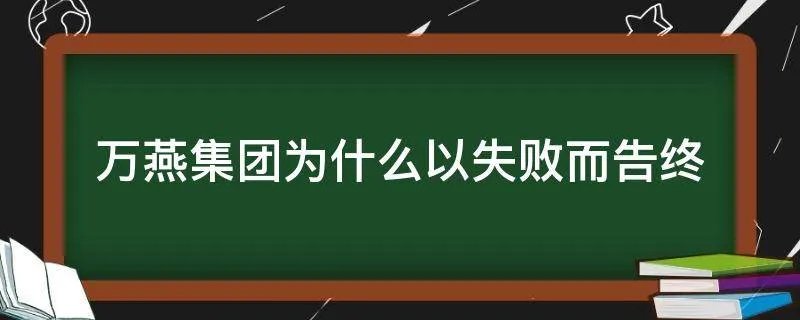万燕集团为什么以失败而告终