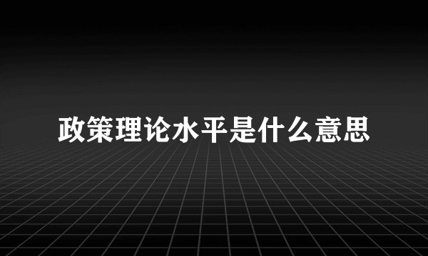 政策理论水平是什么意思