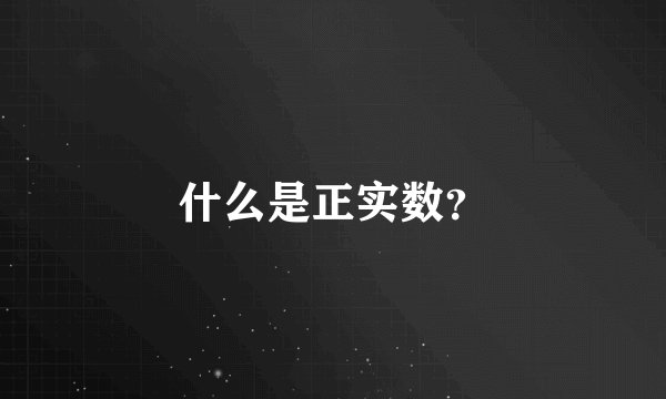什么是正实数？