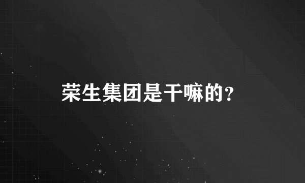 荣生集团是干嘛的？