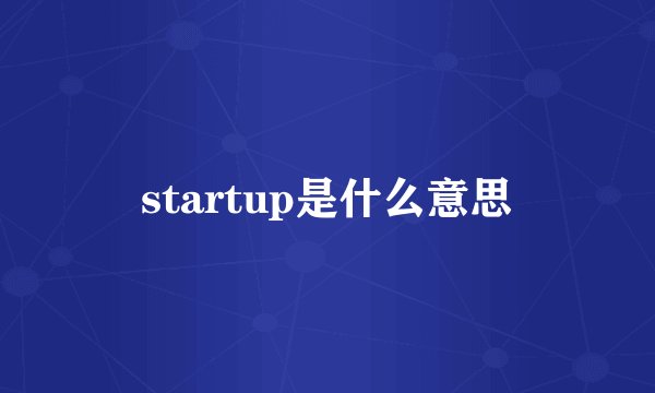 startup是什么意思