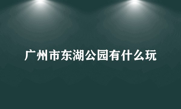 广州市东湖公园有什么玩