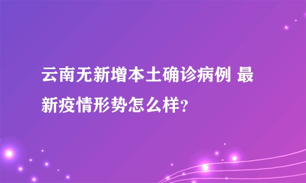 云南无新增本土确诊病例 最新疫情形势怎么样？