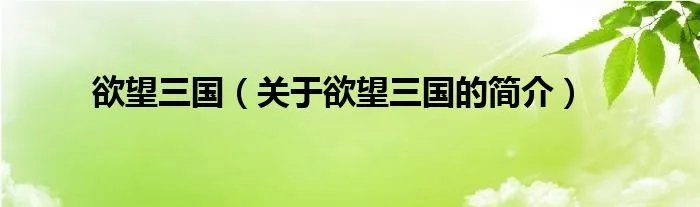 欲望三国（关于欲望三国的简介）