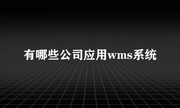 有哪些公司应用wms系统