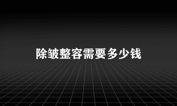 除皱整容需要多少钱