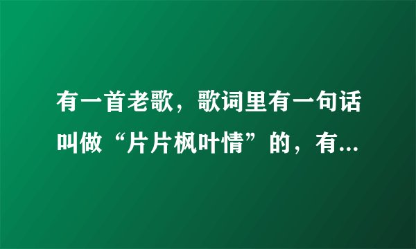 有一首老歌，歌词里有一句话叫做“片片枫叶情”的，有谁知道这是哪一首歌吗？