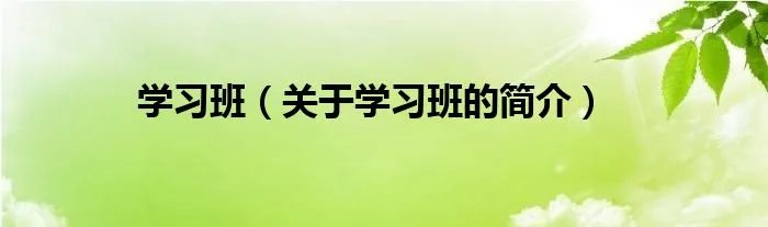 学习班（关于学习班的简介）