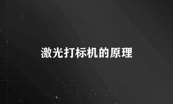 激光打标机的原理
