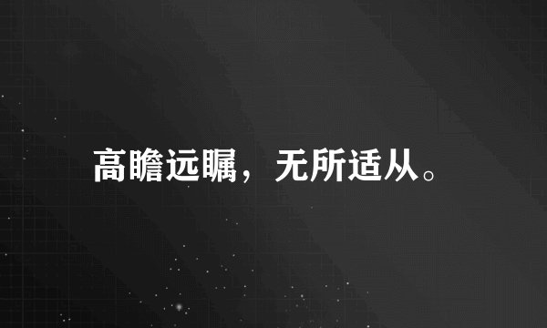高瞻远瞩，无所适从。