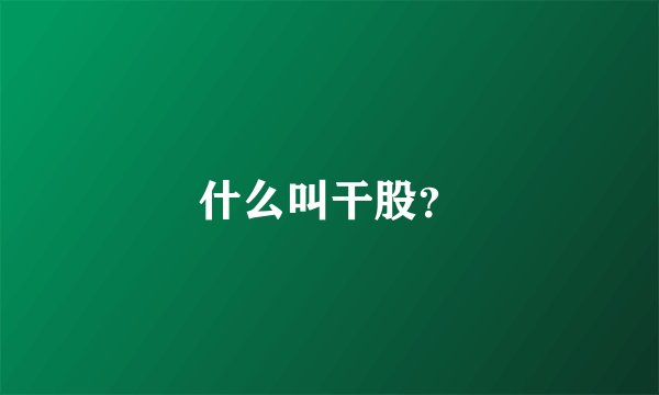 什么叫干股？