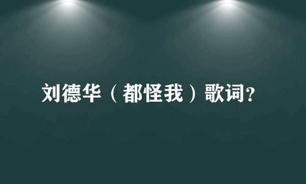 刘德华(都怪我)歌词?