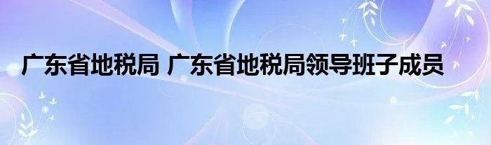 广东省地税局 广东省地税局领导班子成员