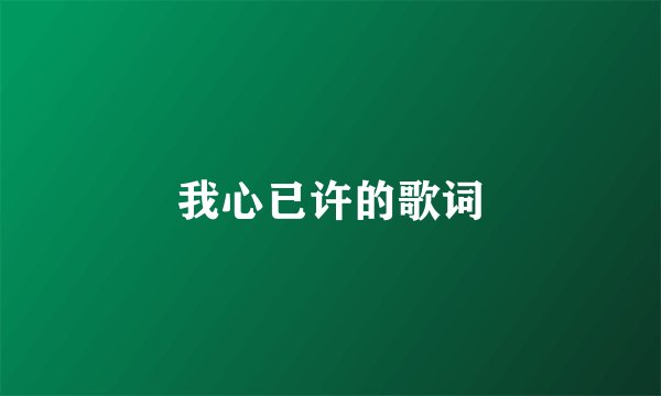 我心已许的歌词