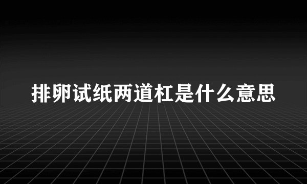 排卵试纸两道杠是什么意思