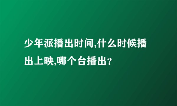 少年派播出时间,什么时候播出上映,哪个台播出？