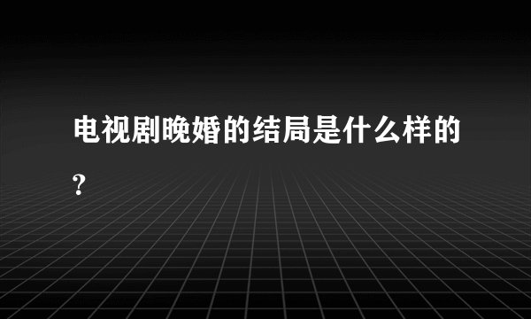 电视剧晚婚的结局是什么样的？