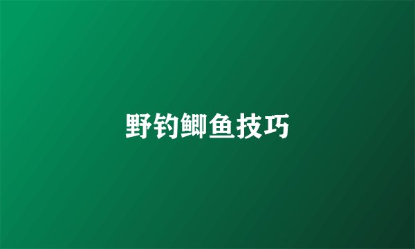 野钓鲫鱼技巧