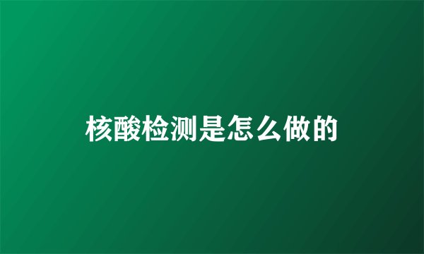 核酸检测是怎么做的