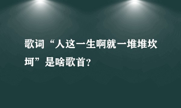 歌词“人这一生啊就一堆堆坎坷”是啥歌首?