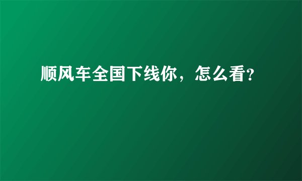 顺风车全国下线你，怎么看？