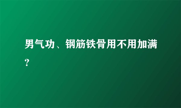 男气功、钢筋铁骨用不用加满？